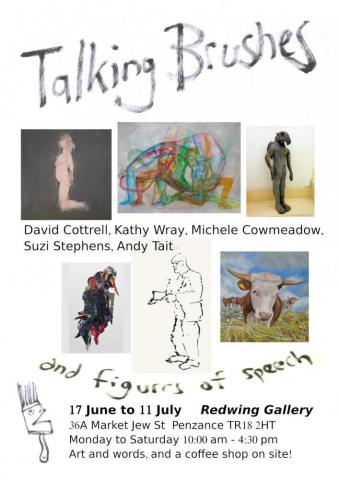 Talking Brushes exhibition poster Talking Brushes Penzance art exhibition poster